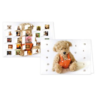 RASW078 -  Adventskalender Doppelkarte mit Umschlag B6 -  Teddy 