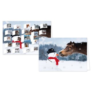 RASW084 -  Adventskalender Doppelkarte mit Umschlag B6 -  Pferde im Schnee 