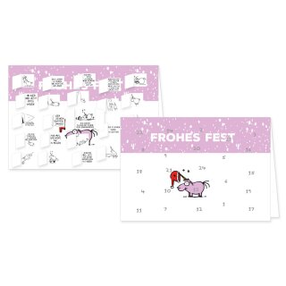 RASW091 -  Adventskalender Doppelkarte mit Umschlag B6 -  Einhorn-magische Weihnachtszeit Frohes Fest 