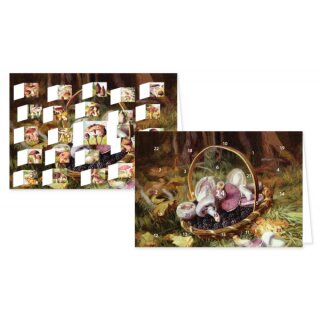 RASW097 -  Adventskalender Doppelkarte mit Umschlag B6 - " Pilze" 