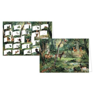 RASW099 -  Adventskalender Doppelkarte mit Umschlag B6 -  Der Wald und seine Bewohner