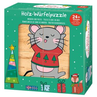 Holz-Würfelpuzzle Weihnachtsfreunde