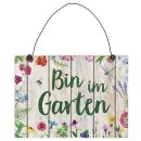 2er Set - Blatt & Blüte Gartenschilder - Bin im Garten / my home is my garden