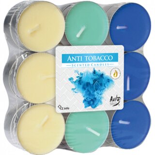 18 Teelichter in blau - Anti-Tabak