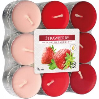 18 Teelichter in erdbeere / rot - Anti-Tabak