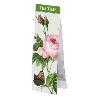 RTEE039 – Tea TIME : Rosa Centifolia | Lesezeichen und Bio-Grüntee