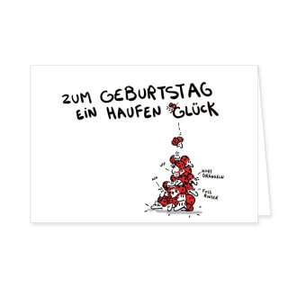 RFD2051 -" Ein Haufen Glück" Geburtstags-Doppelkarte - 12,5 x 18,5 cm mit hochwertigem Kuvert