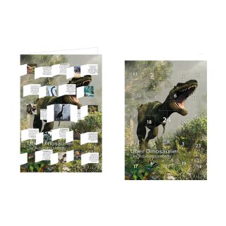 RASW115 -  Adventskalender Doppelkarte mit Umschlag B6 - "Dinosaurier"