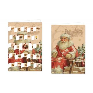 RASW042 -  Adventskalender Doppelkarte mit Umschlag B6 - " Weihnachtsmann" 
