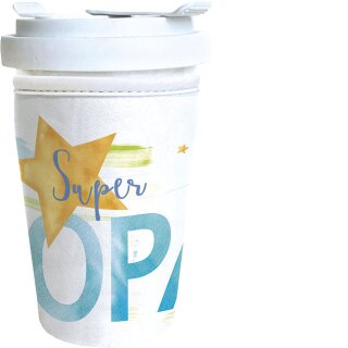 RCTG018 - Coffee to go Becher aus Porzellan - mit Neopren Cup Cover - Motiv “ Super Opa “