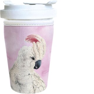 RCTG020 - Coffee to go Becher aus Porzellan - mit Neopren Cup Cover - Motiv “ Molukkenkakadu “