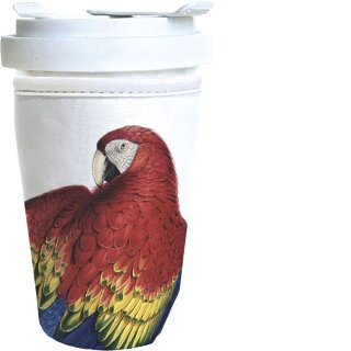 RCTG021 - Coffee to go Becher aus Porzellan - mit Neopren Cup Cover - Motiv “ Gelbflügelara “