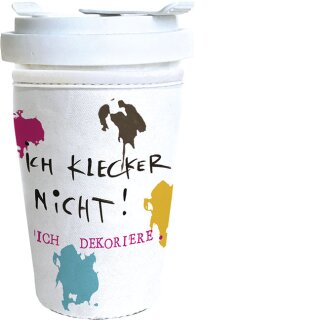 RCTG006 - Coffee to go Becher aus Porzellan - mit Neopren Cup Cover - Motiv  Ich kleckere nicht, ich dekoriere 