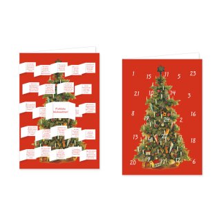 RASW025 -  Adventskalender Doppelkarte mit Umschlag B6 - "Weihnachtsbaum Oblate"