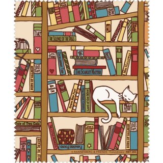 RBT283 – Brillenputztuch - „Katze im Bücherregal“ 15 x 18cm