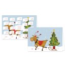 RASW018 -  Adventskalender Doppelkarte mit Umschlag B6 - " Das Rentier bringt den Weihnachtsbaum" 