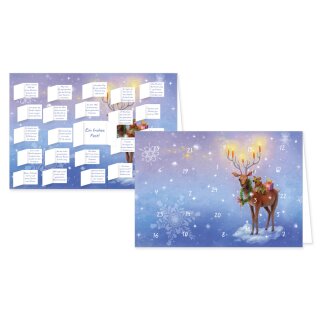 RASW021 -  Adventskalender Doppelkarte mit Umschlag B6 -  Weihnachtshirsch 