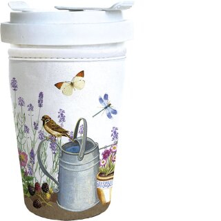 RCTG003 - Coffee to go Becher aus Porzellan - mit Neopren Cup Cover - Motiv &ldquo; Gartenwelt &ldquo;